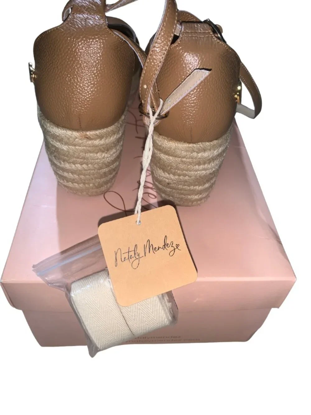 Nataly Mendez Camel Espadrilles - Low High Sandals - Sz 8 - New with Tag in Box